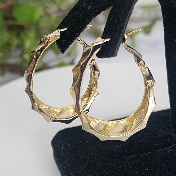 18k Gold Filled Chunky Oval Hoop Earrings New - Picture 6 of 8